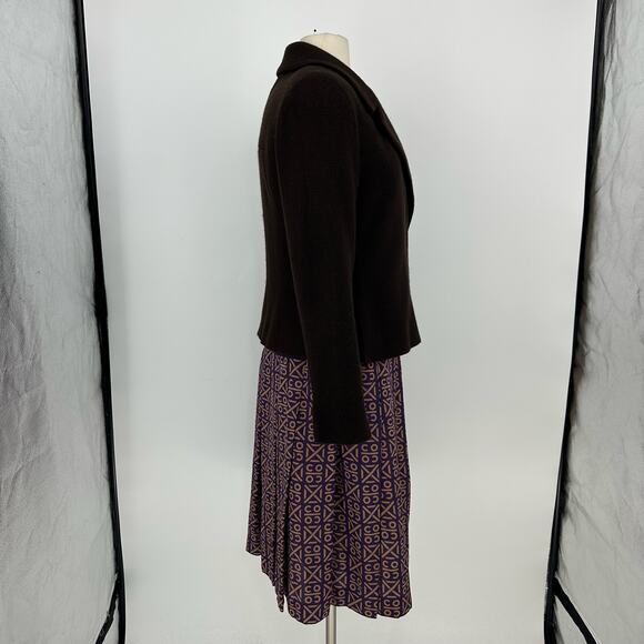 Vintage Y2K Runway CHANEL  FR 44 Blazer Skirt Set Chocolate Brown Cashmere Silk - Picture 12 of 16